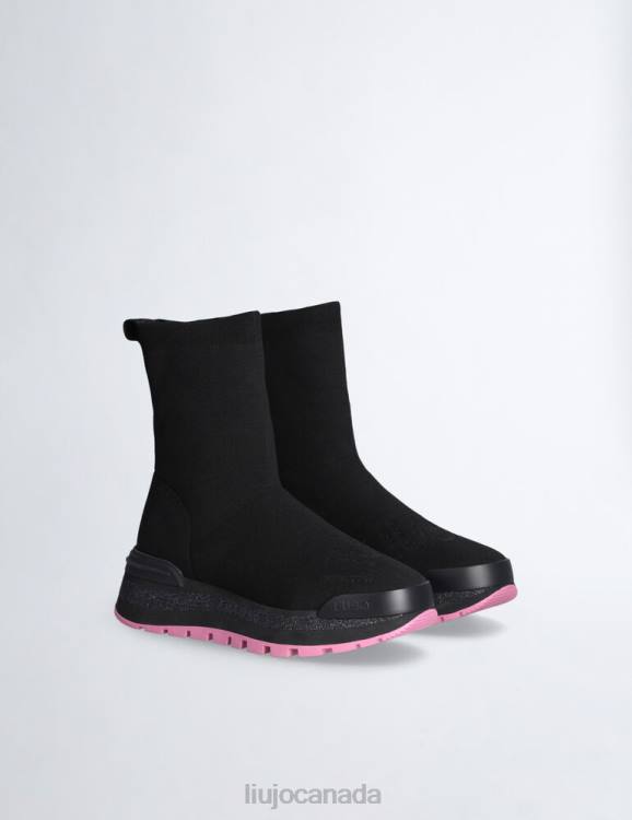 Shoes Liu Jo Black Sock Sneakers With Glitter Logo Women F6061968