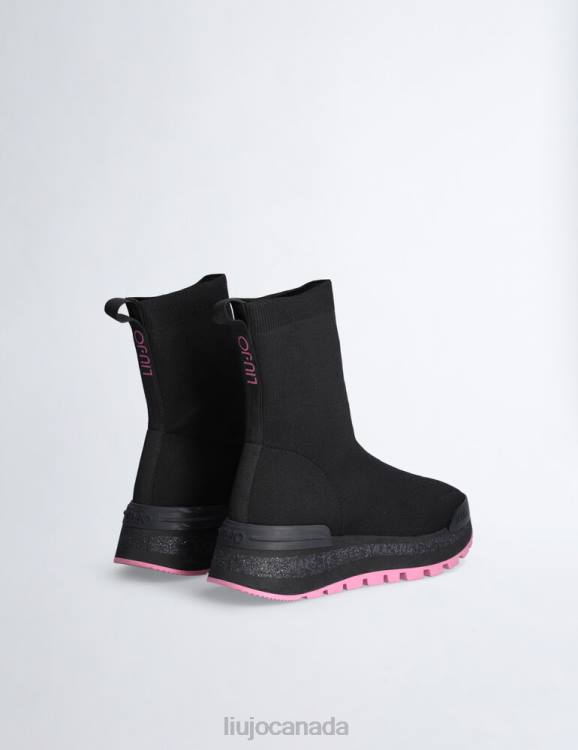 Shoes Liu Jo Black Sock Sneakers With Glitter Logo Women F6061968
