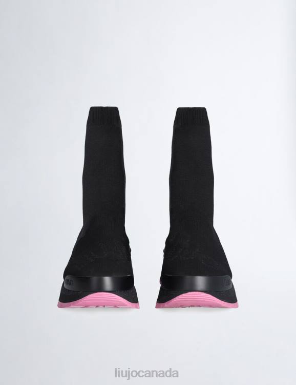 Shoes Liu Jo Black Sock Sneakers With Glitter Logo Women F6061968
