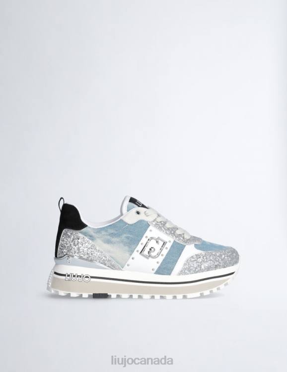 Shoes Liu Jo Platform Sneakers In Denim And Glitter Women F6061822