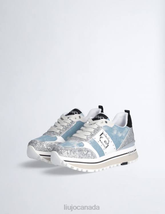 Shoes Liu Jo Platform Sneakers In Denim And Glitter Women F6061822