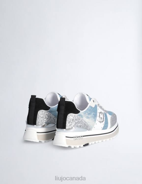 Shoes Liu Jo Platform Sneakers In Denim And Glitter Women F6061822
