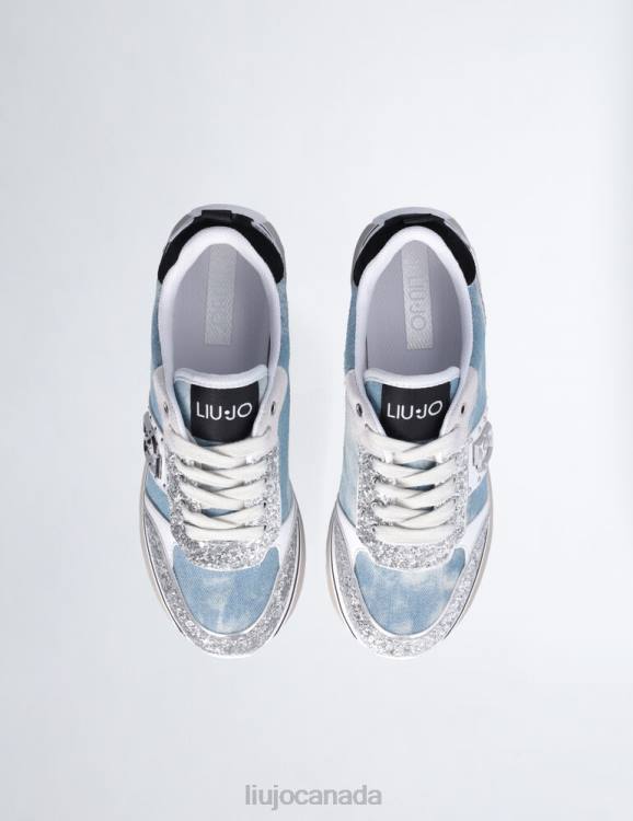 Shoes Liu Jo Platform Sneakers In Denim And Glitter Women F6061822