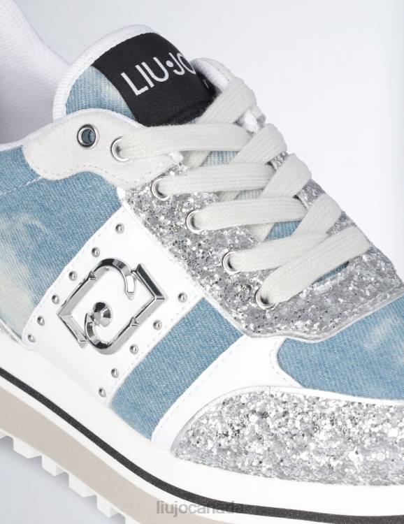 Shoes Liu Jo Platform Sneakers In Denim And Glitter Women F6061822