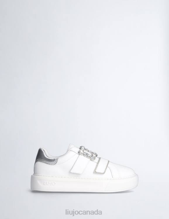 Shoes Liu Jo White Leather Sneakers With Jewel Logo Women F6061729