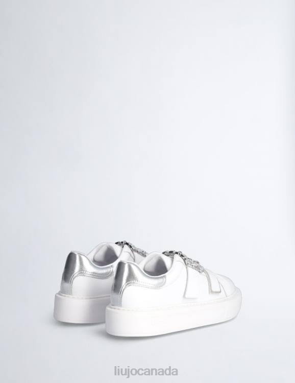 Shoes Liu Jo White Leather Sneakers With Jewel Logo Women F6061729
