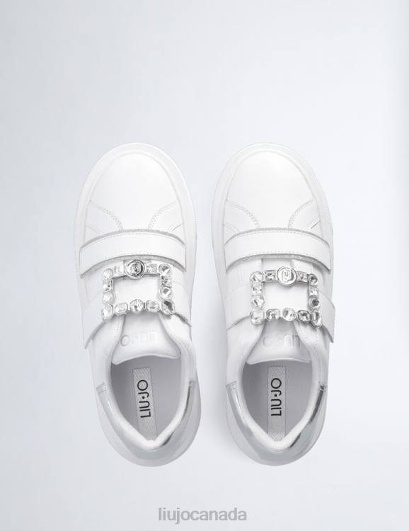 Shoes Liu Jo White Leather Sneakers With Jewel Logo Women F6061729