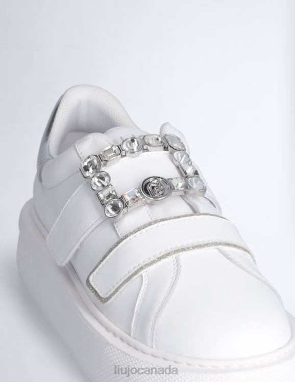 Shoes Liu Jo White Leather Sneakers With Jewel Logo Women F6061729