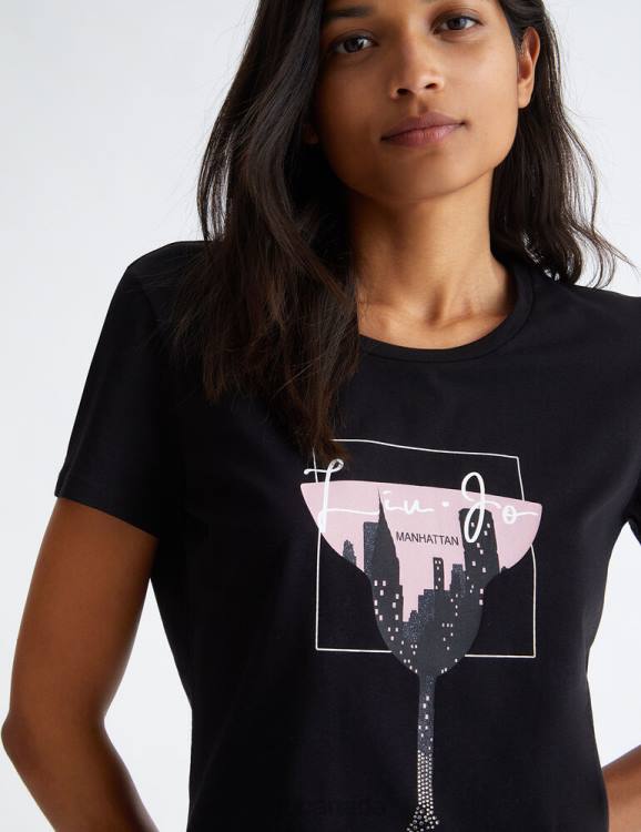 Clothing Liu Jo Printed T-Shirt With Gemstones Women F6061154