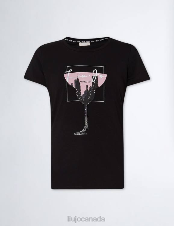 Clothing Liu Jo Printed T-Shirt With Gemstones Women F6061154
