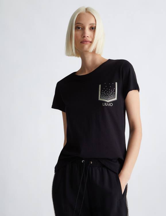 Clothing Liu Jo T-Shirt With Logo And Gemstones Women F606903