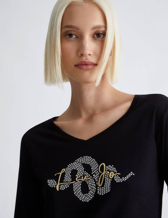 Clothing Liu Jo T-Shirt With Logo And Gemstones Women F606905