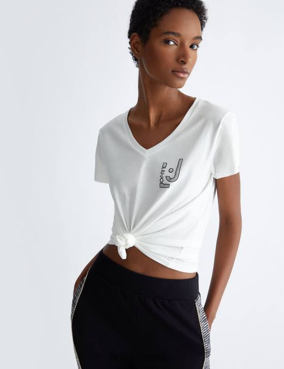 Clothing Liu Jo T-Shirt With Logo And Gemstones Women F606922