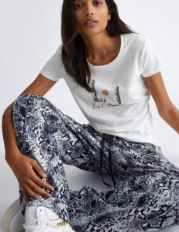 Clothing Liu Jo T-Shirt With Snakeskin Logo Women F606980